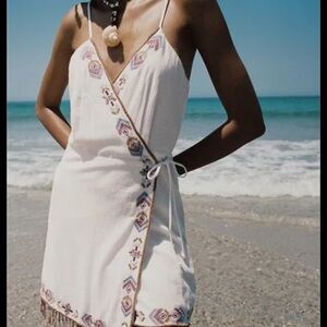 Zara Cream Dress with Multicolor Embroidery